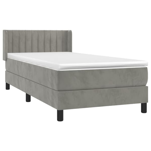 Ramsäng med madrass ljusgrå 90x200 cm sammet