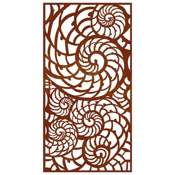Väggdekoration 105x55 cm rosttrögt stål snäckskalsdesign