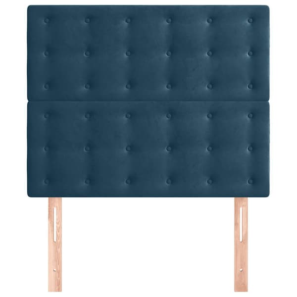 Sänggavel mörkblå 80x5x118/128 cm sammet