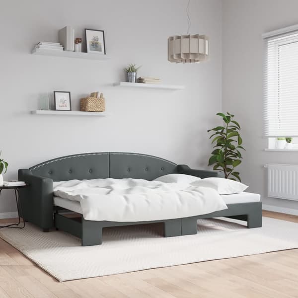 Dagbädd utdragbar mörkgrå 80x200 cm tyg