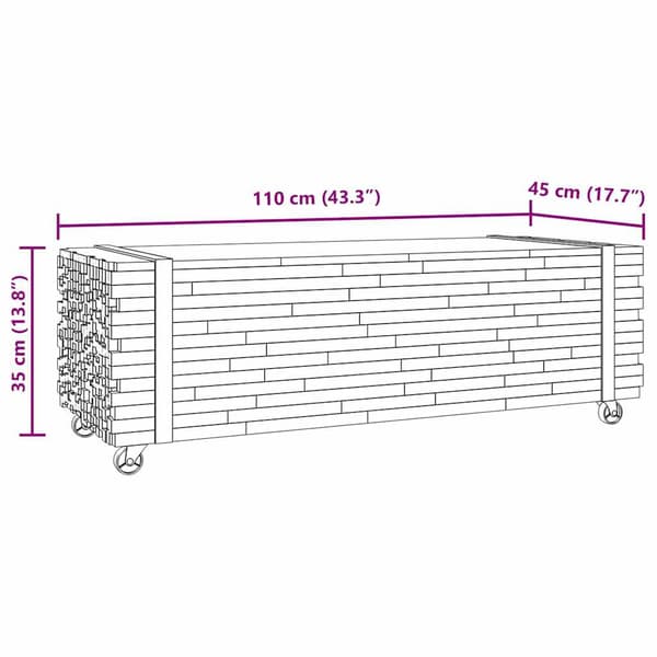 Soffbord 110x45x35 cm massiv teak