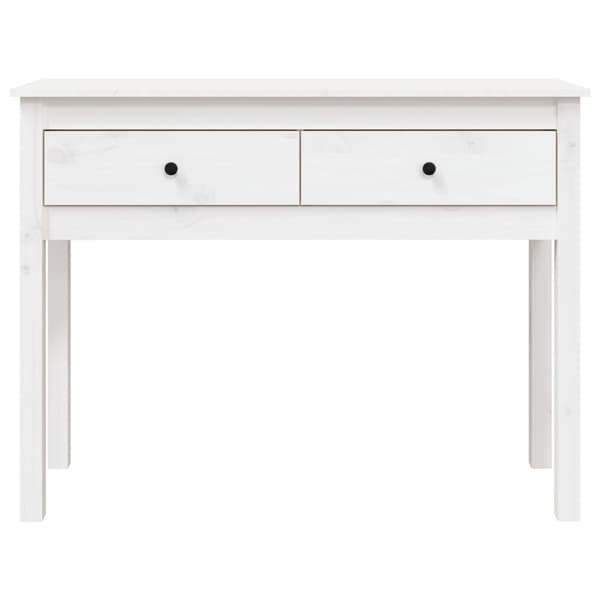 Konsolbord vit 100x35x75 cm massiv furu