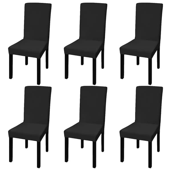 Stolsöverdrag rak modell stretch 6 st svart