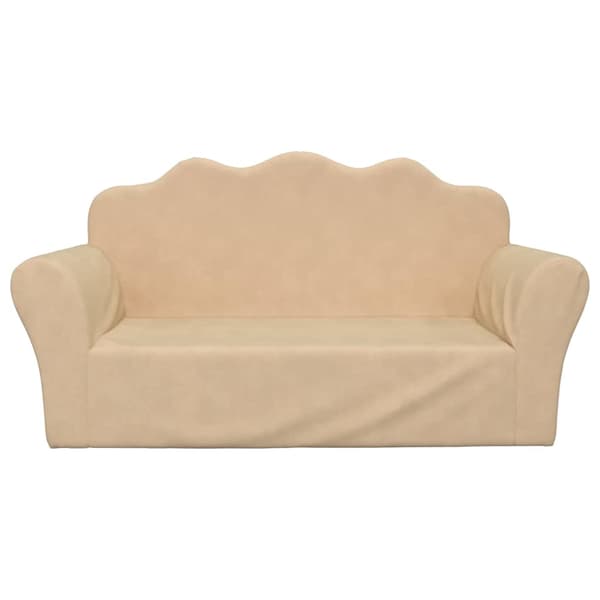 Barnsoffa 2-sits gräddvit mjuk plysch