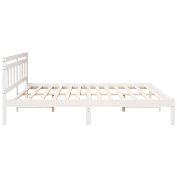 Sängram Vit 200 x 200 cm Massiv furu