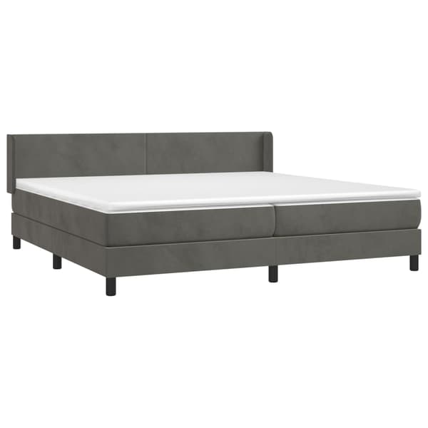 Ramsäng med madrass mörkgrå 200x200 cm sammet