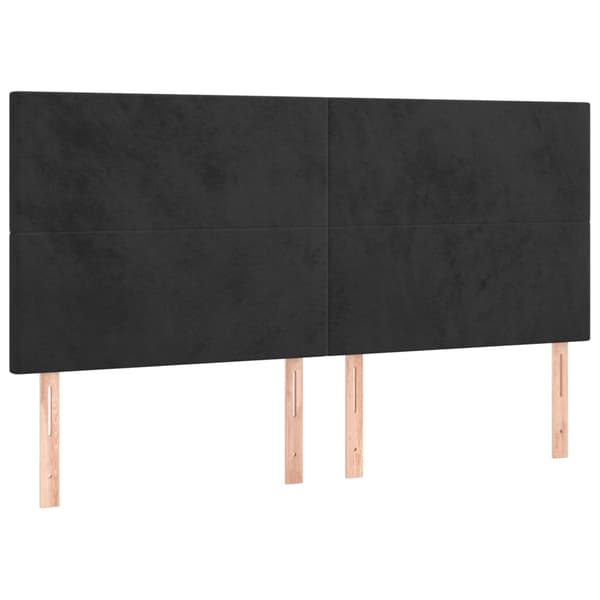 Ramsäng med madrass & LED svart 200x200 cm sammet