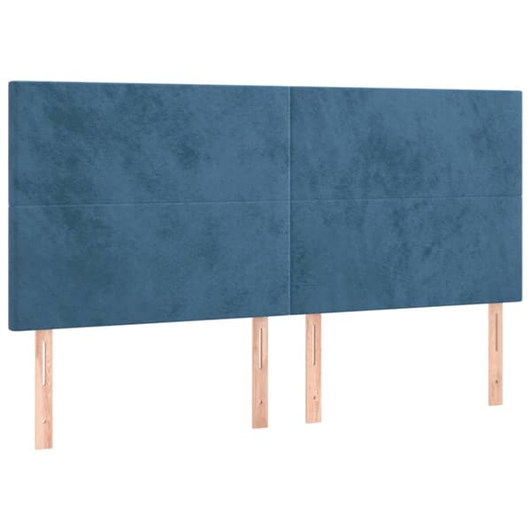 Ramsäng med madrass mörkblå 200x200 cm sammet