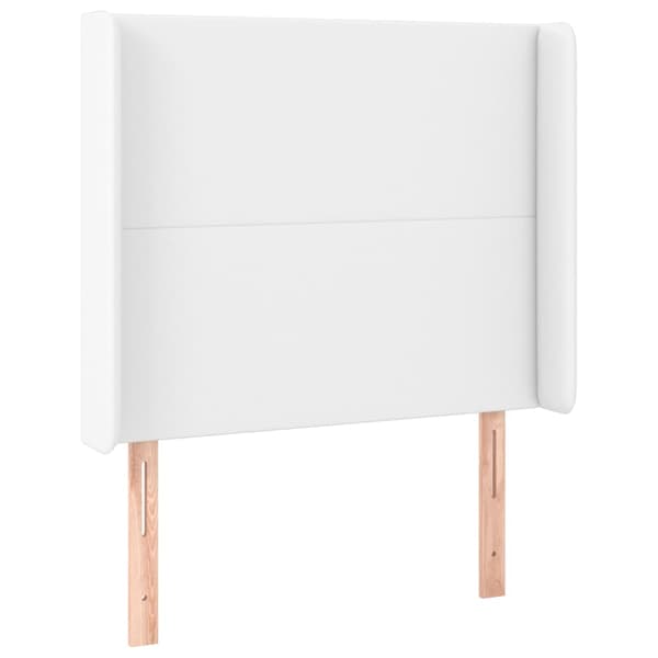 Ramsäng med madrass & LED vit 100x200 cm konstläder