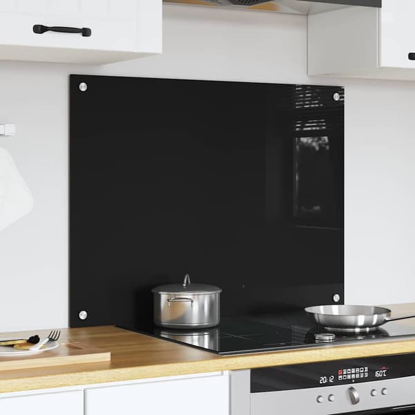 Köksskydd Svart 80 x 60 cm härdat glas