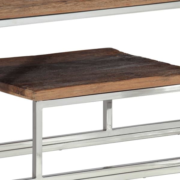 Konsolbord silver rostfritt stål och massivt trä