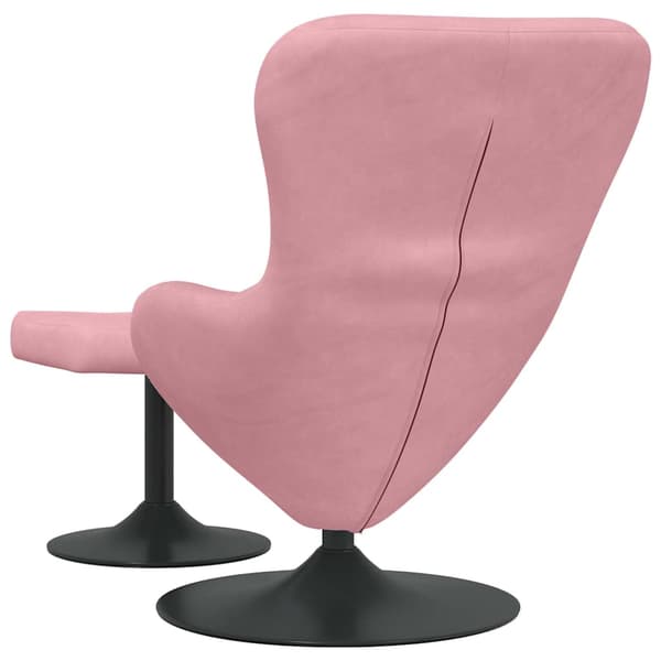 Äggstol med Fotpall Rosa Sammet