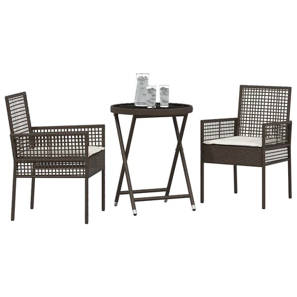Trädgårds Bistro Set 3 pcs Brun konstrotting
