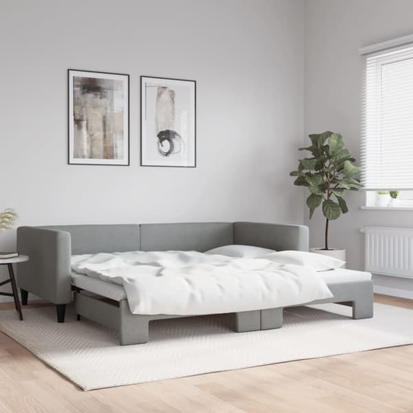 Dagbädd utdragbar ljusgrå 100x200 cm tyg