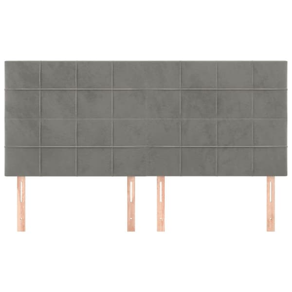 Sänggavel ljusgrå 180x5x118/128 cm sammet