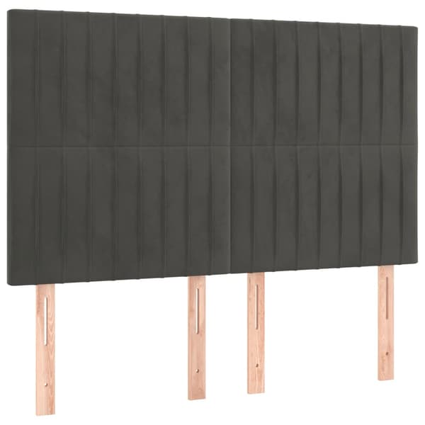 Sänggavel mörkgrå 144x5x118/128 cm sammet
