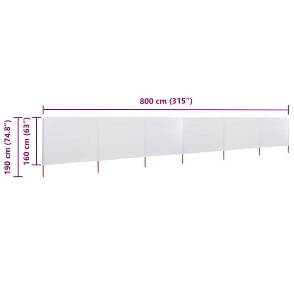 Vindskydd 6 paneler tyg 800x160 cm sandvit