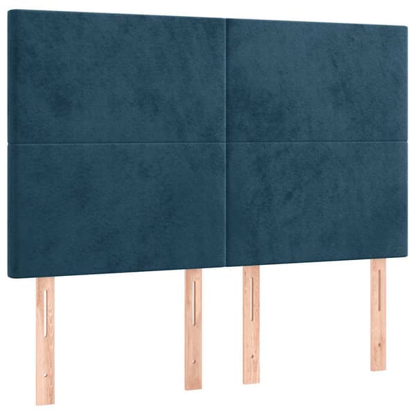 Sänggavel mörkblå 144x5x118/128 cm sammet