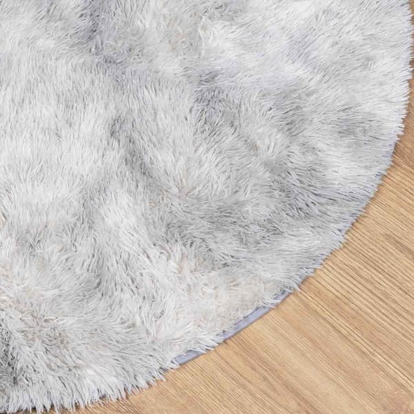 Ryamatta med lång lugg NAVARRA silvergrå 160x160 cm polyester