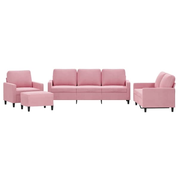 Soffgrupp med dynor 4 delar rosa sammet