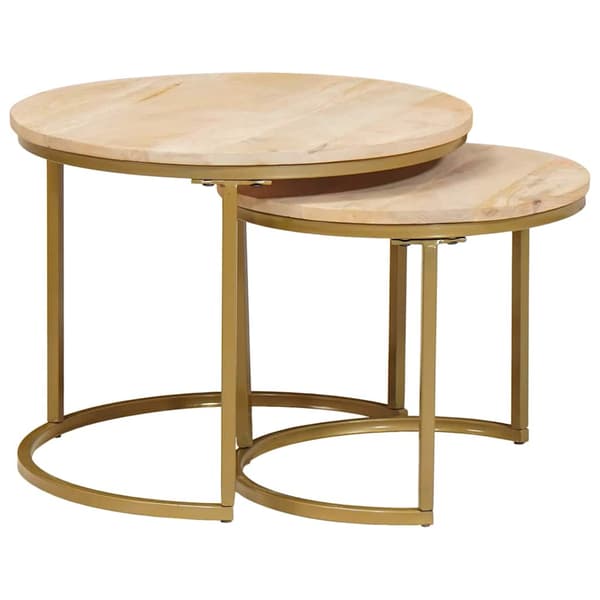 Nesting Kaffe Bord 2 pcs Brun Massivt Mangoträ och stål