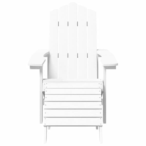 Adirondackstol med fotpall HDPE vit