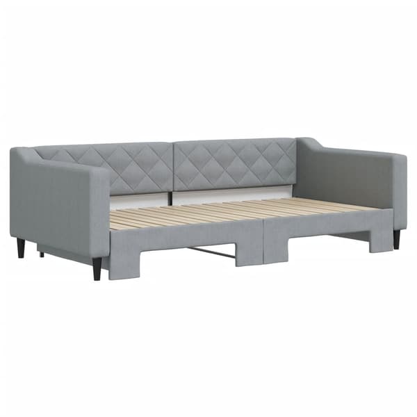 Dagbädd utdragbar ljusgrå 100x200 cm tyg