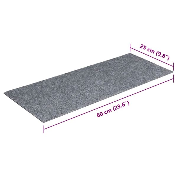 Trappmattor självhäftande 15 st 60x25 cm ljusgrå rektangulära