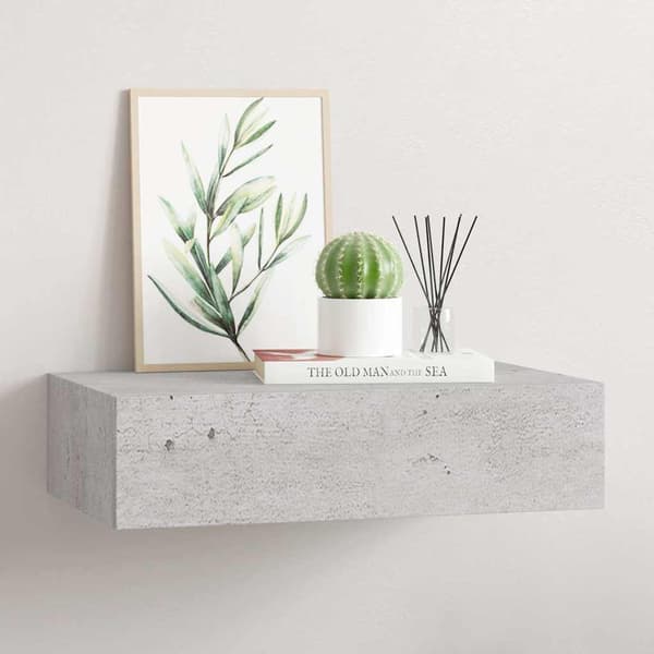 Väggmonterad låda betonggrå 40x23,5x10 cm MDF