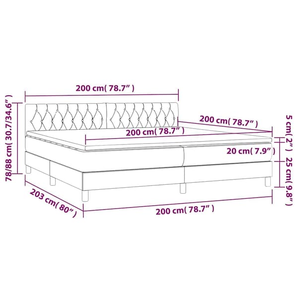 Ramsäng med madrass mörkblå 200x200 cm sammet