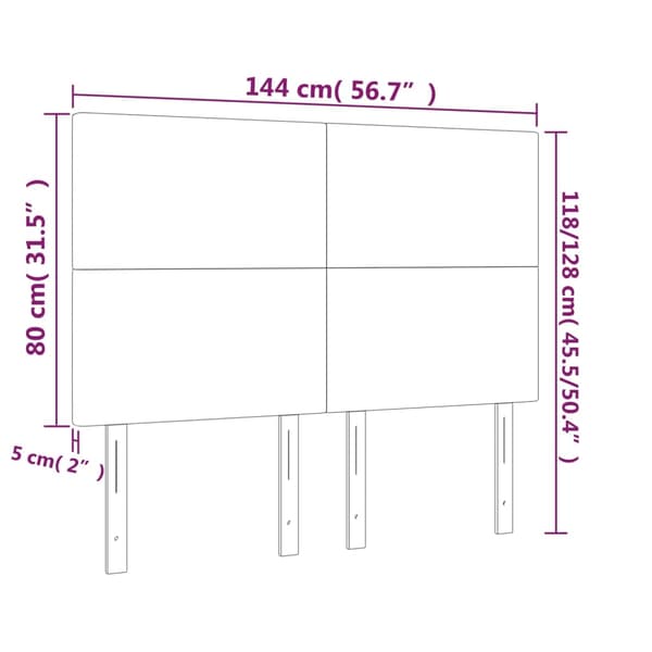 Sänggavel LED mörkgrå 144x5x118/128 cm sammet