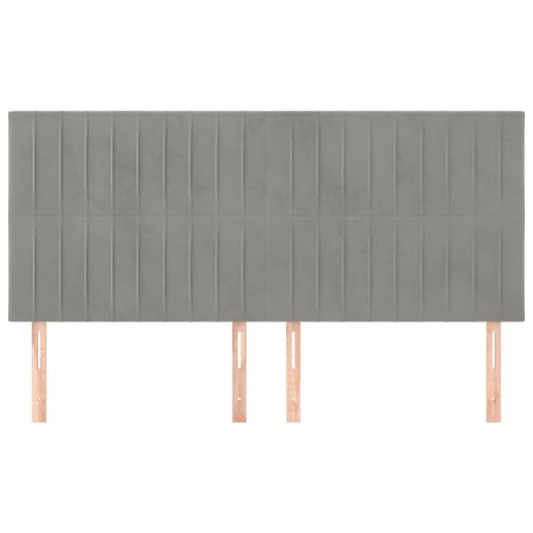 Sänggavel ljusgrå 180x5x118/128 cm sammet