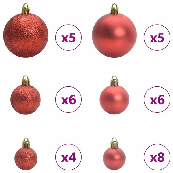 Julprydnad Set med 150 LED-lampor 61 pcs Röd Plast