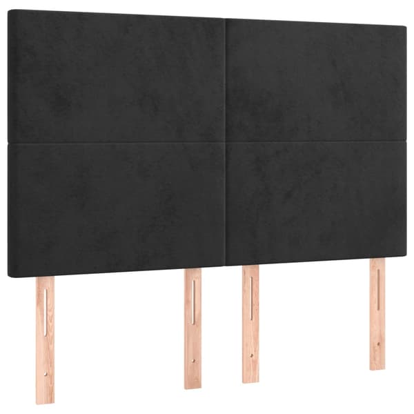 Ramsäng med madrass & LED svart 140x200 cm sammet
