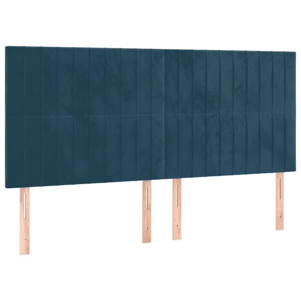Sänggavel mörkblå 180x5x118/128 cm sammet