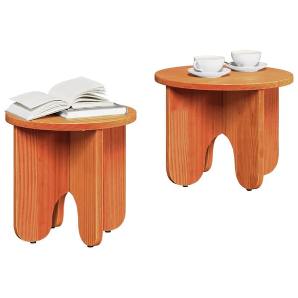 Kaffeebord 2 pcs Vaxbrun Massivt tallträ
