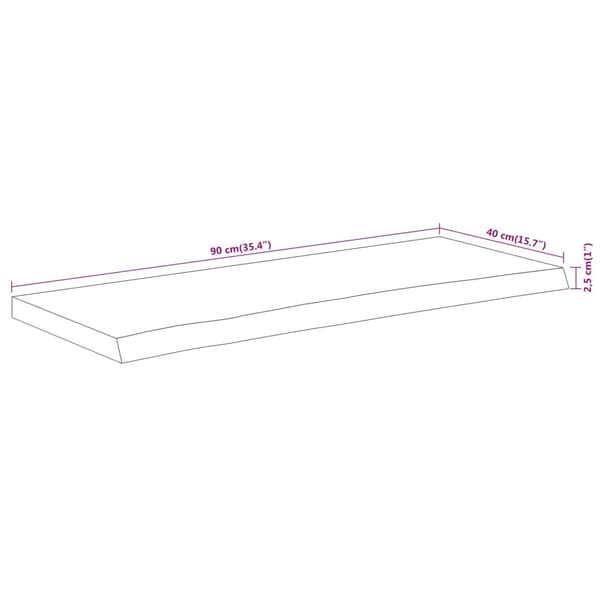 Bordsskiva 90x40x2,5 cm rektangulär massiv akacia rustik kant
