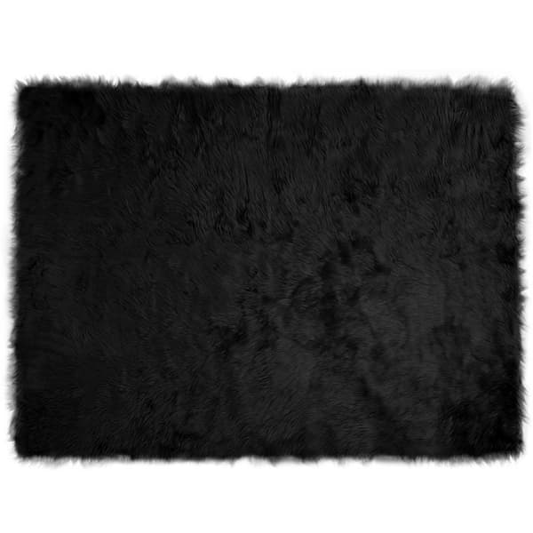 Fuskfäll matta TAFALLA Svart 160 x 230 cm Polyester