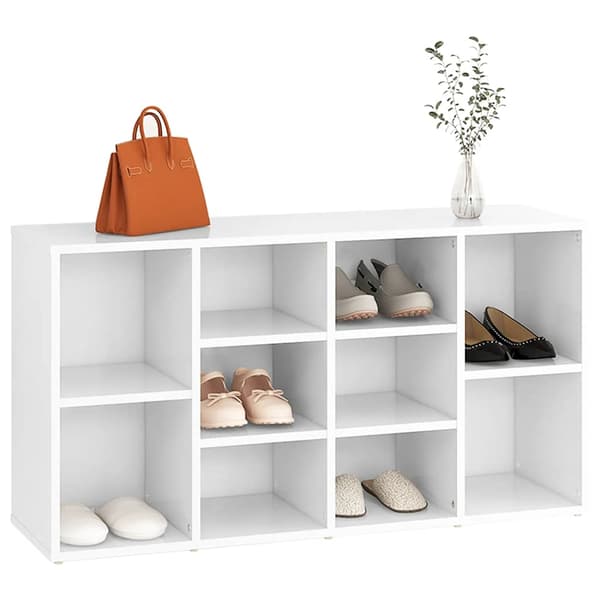 Skobänk vit 103x30x55 cm konstruerat trä