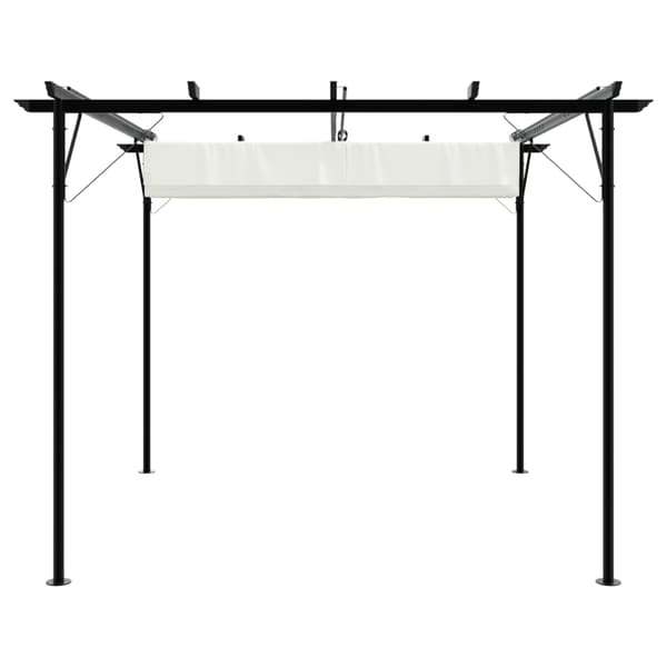 Pergola med indragbart tak gräddvit 3x3 m stål