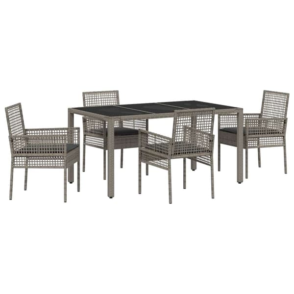 Trädgårdsmöbelset 5 pcs Grå konstrotting