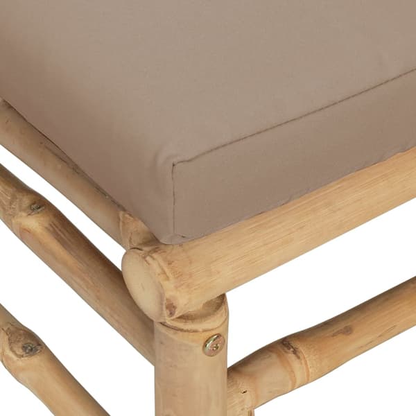 Hörnsoffa för trädgården taupe dynor 2 st bambu