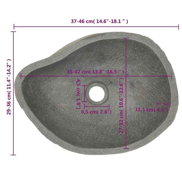 Handfat flodsten oval (37-46)x(29-36) cm