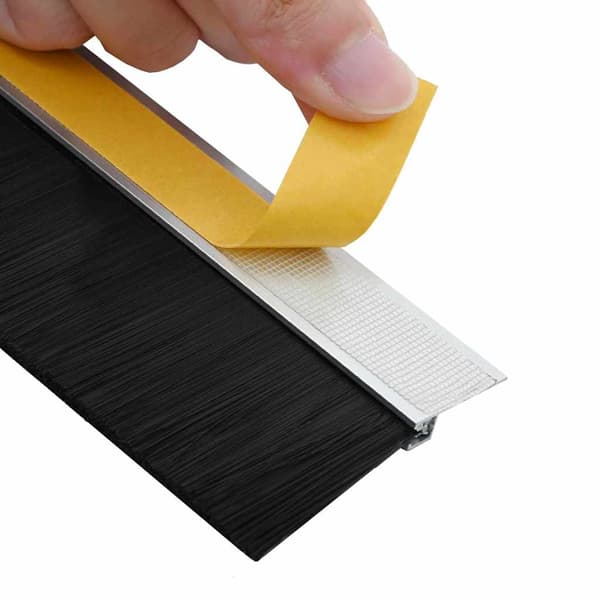 Självhäftande dörrborstlist 12 pcs Silver 100 cm