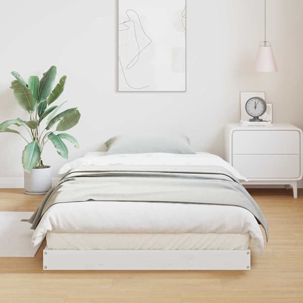 Sängram Vit 90 x 220 cm Massiv furu