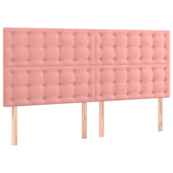 Sänggavel LED rosa 180x5x118/128 cm sammet