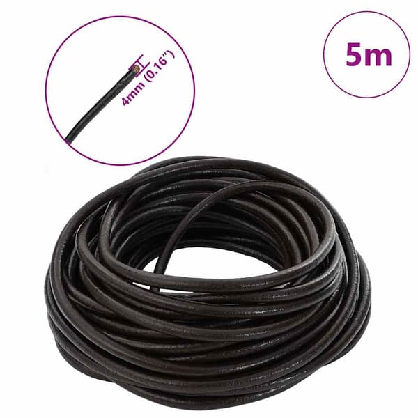 Läder Snöre Mörkbrun Ø4 mm x 5 m Skinn