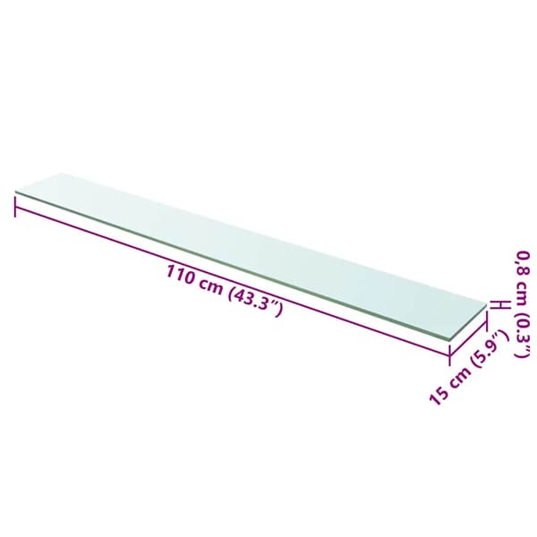 Hyllplan glas genomskinlig 110x15 cm