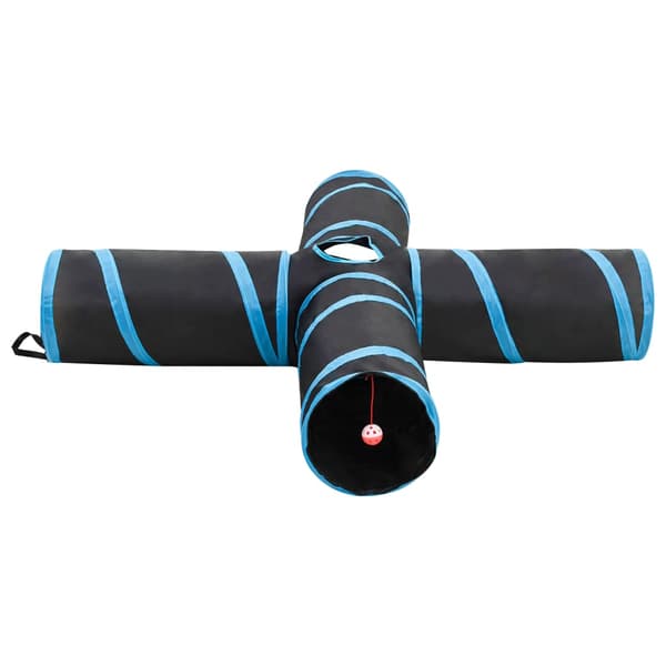 4-vägs kattunnel svart och blå 132 cm polyester