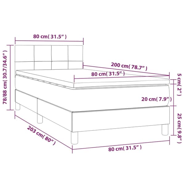 Ramsäng med madrass gräddvit 80x200 cm tyg